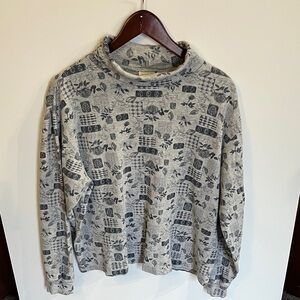 Extra large gray and blue patterned St. John’s Bay vintage turtleneck